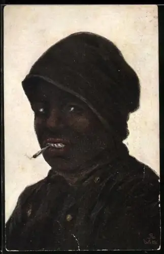 AK Schornsteinfeger mit Zigarette