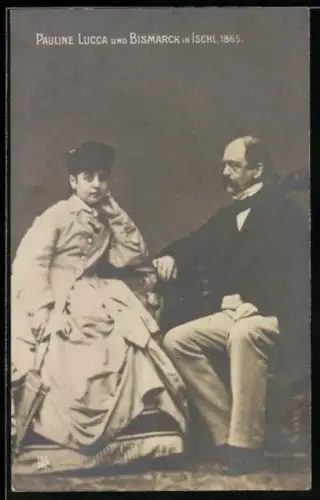 AK Ischl, Bismarck und Opernsängerin Pauline Lucca 1865