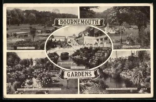AK Bournemouth, Central Gardens, Lower Pleasure Gardens and War Memorial, The Cascades