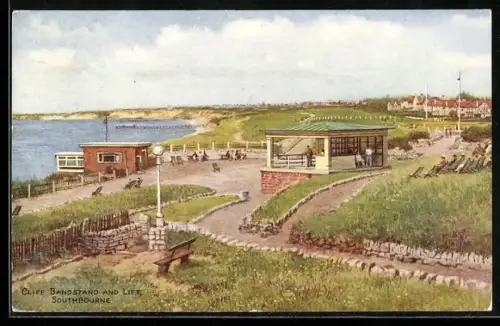 Künstler-AK Southbourne, Cliff Bandstand and Lift
