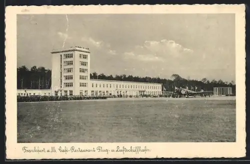 AK Frankfurt a. M., Flughafen, Café-Restaurant, Flug- u. Lufschiffhafen