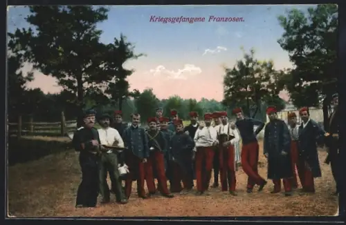 AK Gruppenfoto französischer Kriegsgefangener