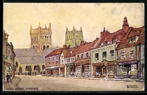 Künstler-AK Wimborne, High Street