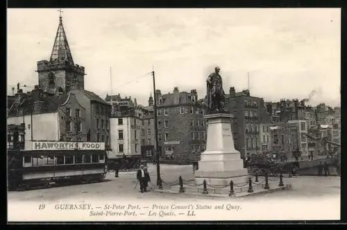 AK Saint-Peter-Port /Guernsey, Prince Consort`s Statue and Quay