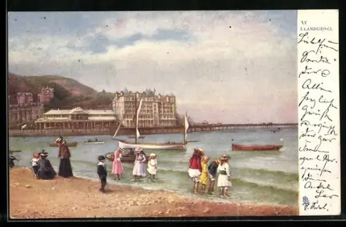 Künstler-AK Llandudno, The Beach