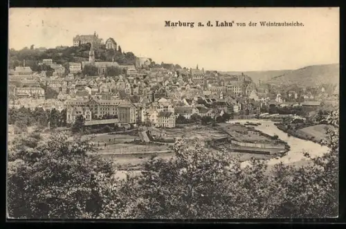 AK Marburg a. d. Lahn, Blick von der Weintrautsteiche