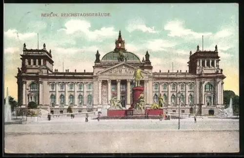 AK Berlin-Tiergarten, Partie am Reichstagsgebäude