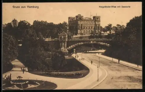 AK Hamburg-St.Pauli, Helgoländer-Allee mit Seewarte