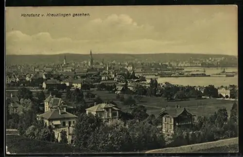 AK Konstanz, Ortsansicht von Kreuzlingen aus