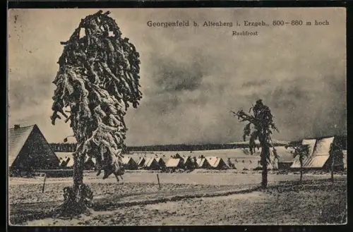 AK Georgenfeld b. Altenberg, Raukfrost, Ortsansicht