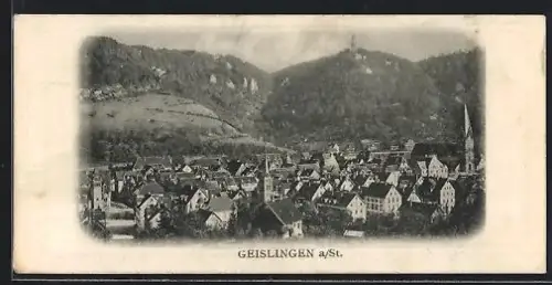 Mini-AK Geislingen a. St., Ortsansicht mit Kirche