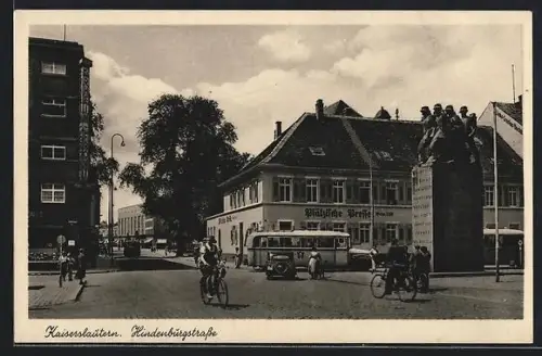 AK Kaiserslautern, Hindenburgstrasse mit Pfälzische Presse