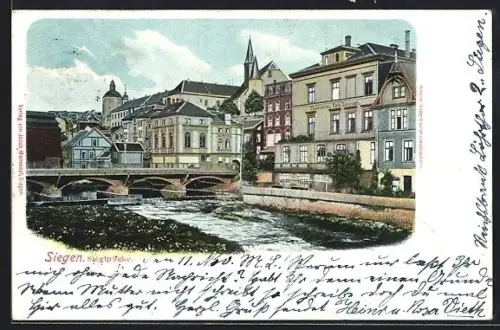 AK Siegen, Flusspartie mit Siegbrücke