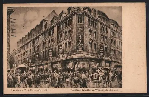 Künstler-AK Köln, Kaufhaus Carl Peters GmbH
