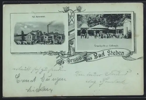 Mondschein-AK Bad Steben, Kgl. Kuranstalt, Tempelquelle mit Colonnade