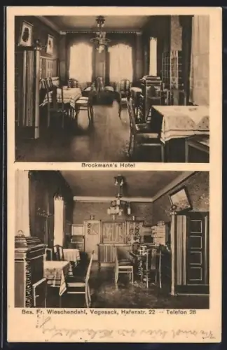 AK Vegesack, Brockmann`s Hotel, Gasthaus Wieschendahl, Hafenstr. 22, Inh. Fr. Wieschendahl