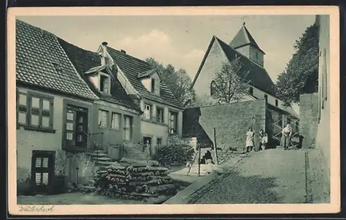 AK Weilerbach b. Kaiserslautern, Kirche und Wohnhäuser