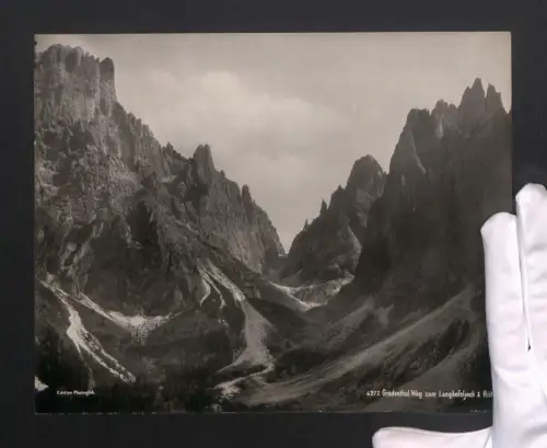 Fotografie Photoglob, Ansicht Grödenthal, Weg zum Langkofeljoch & Hütte, Grossformat 27 x 21cm