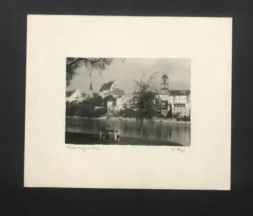 Fotografie W. Seeger, Ansicht Wasserburg am Inn, Blick über den Inn nach der Stadt