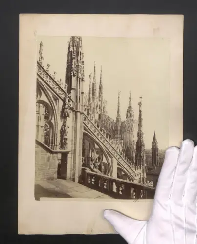 Fotografie unbekannter Fotograf, Ansicht Mailand, Detailansicht des Mailänder Dom