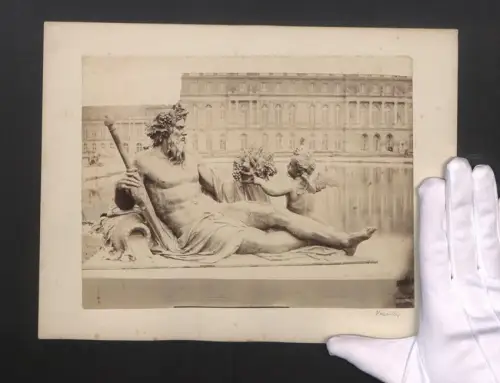 Fotografie Josef Baumeister, Ansicht Versailles, Neptunbrunnen im Schlosspark, Grossformat 32 x 24cm