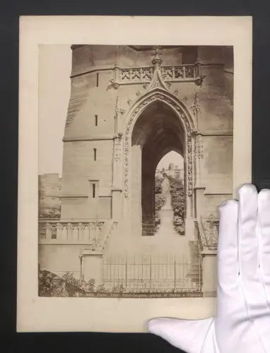 Fotografie Josef Baumeister, Ansicht Paris, Saint-Iacques, portail et Statue a Pasqual, Grossformat 24 x 32cm