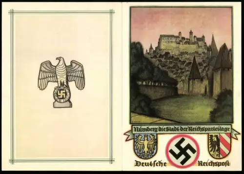 Telegramm Deutsche Reichspost, Nürnberg Stadt der Reichsparteitage, Blanko, 