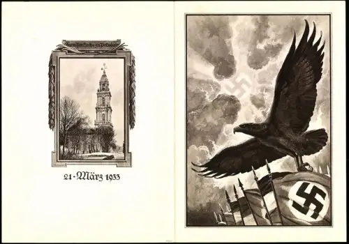 Telegramm Deutsche Reichspost Berlin, Reichsadler , Rückseite Garnisonskirche Potsdam, H. Bastian