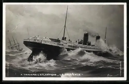 AK Passagierschiff La Provence in schwerer See