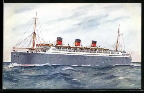 Künstler-AK Passagierschiff RMS Monarch of Bermuda auf hoher See