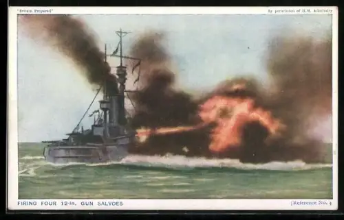 AK Battleship firing four 12-in. Gun Salvoes, Kriegsschiff