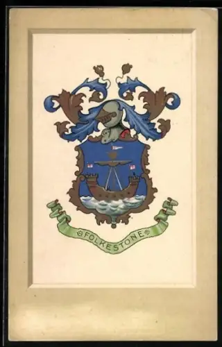 Künstler-AK Wappen von Peterborough mit Ritterrüstung