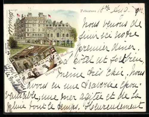 Lithographie Folkestone, Wampach`s Hotel