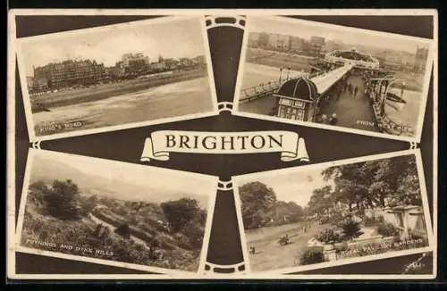 AK Brighton, King`s Road, Royal Pavilion Gardens, Poynings and Dyke Hills