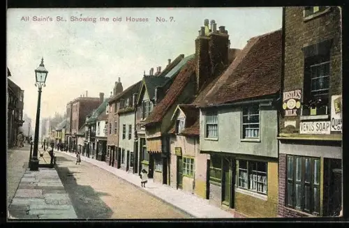 AK Hastings, All Saint`s Street, showing the old Houses