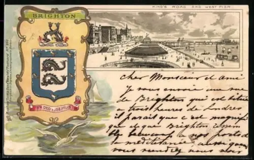 Lithographie Brighton, King`s Road and West Pier