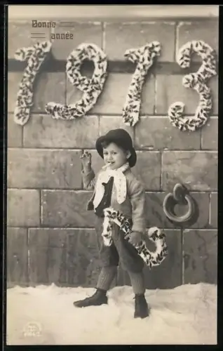 AK Kleiner Junge mit Zigarette, Neujahrsgruss 1913