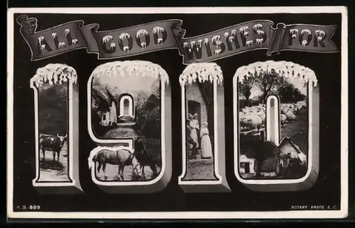 AK Jahreszahl 1910 mit Motiven und Schnee