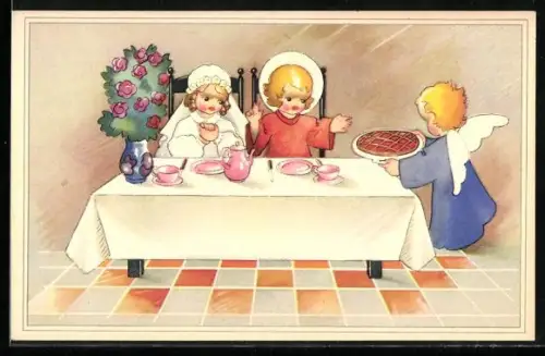 AK Engel bringt einen Kuchen zum Tisch