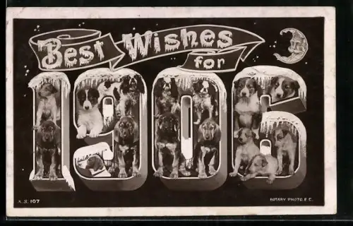 AK Jahreszahl 1906 mit süssen Hunden