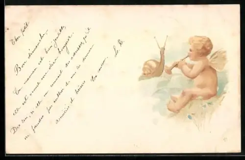 AK Kleine Elfe musiziert für eine Schnecke
