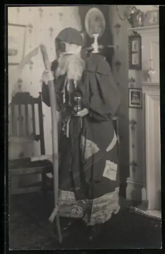 AK Weihnachtsmann mit Sense und Sanduhr