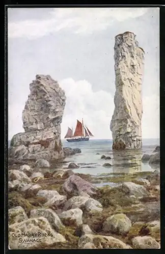 Künstler-AK A. R. Quinton: Swanage, Old Harry Rocks