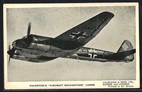 AK Bombenflugzeug Junkers Ju-88A1 im Fluge,  auf Seitenleitwerk