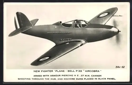 AK Flugzeug New Fighter Plane-Bell P.39 Aircobra