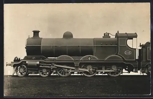 AK Britische Lokomotive Nr. 1113, Baujahr 1906, ausser Dienst 1947, englische Eisenbahn