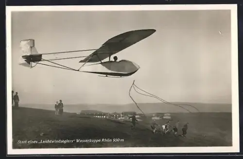 AK Wasserkuppe, Start eines Leichtwindseglers, Segelflugzeug