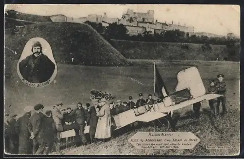 AK M. Louis Bleriot, Flies by Aeroplane from Galais to Dover, Flugzeug