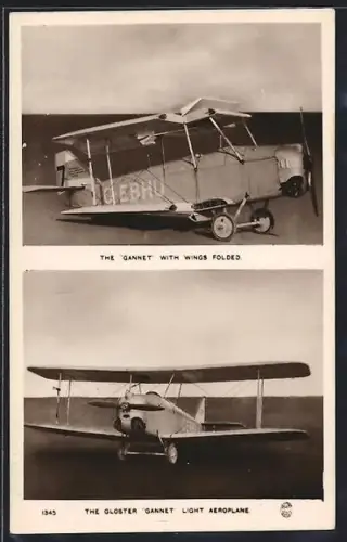 AK The Gloster Gannet light aeroplane, the Gannet with wings folded, Flugzeug