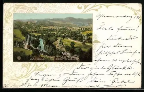 AK Llangollen near Berwyn Valley, Panorama, Passepartout